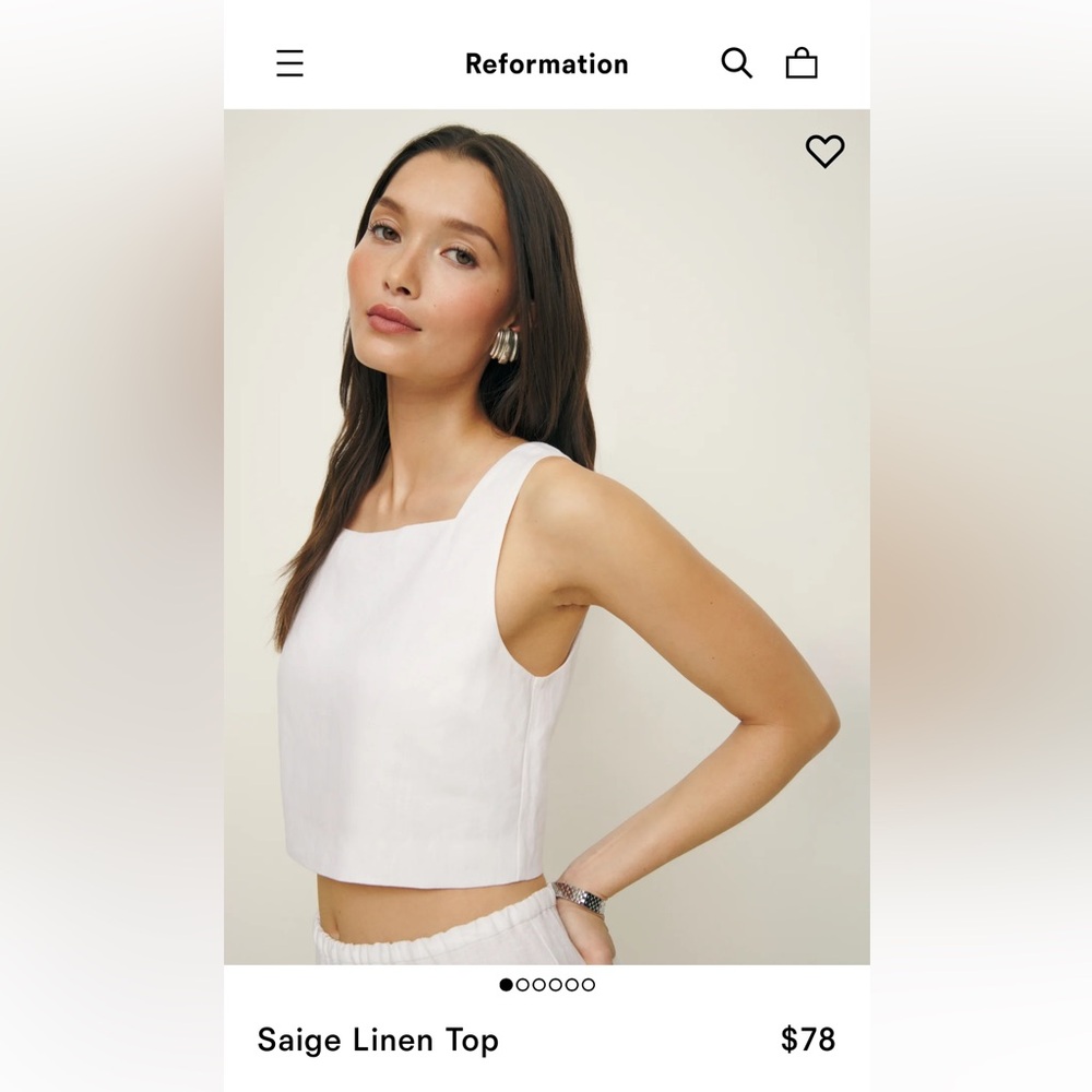 NWT Reformation Saige Linen Top